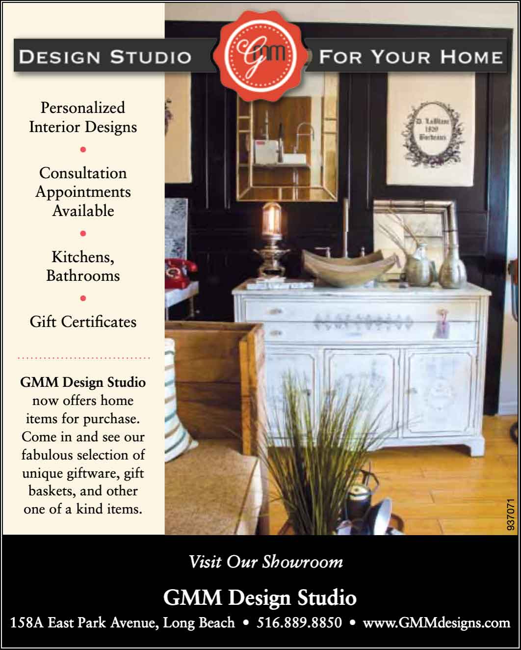 Interior design service advertisement for GMM Design Studio