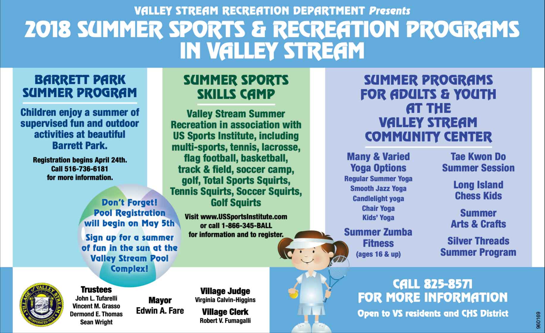 Town recreation department advertisement for Valley Stream Summer Programs