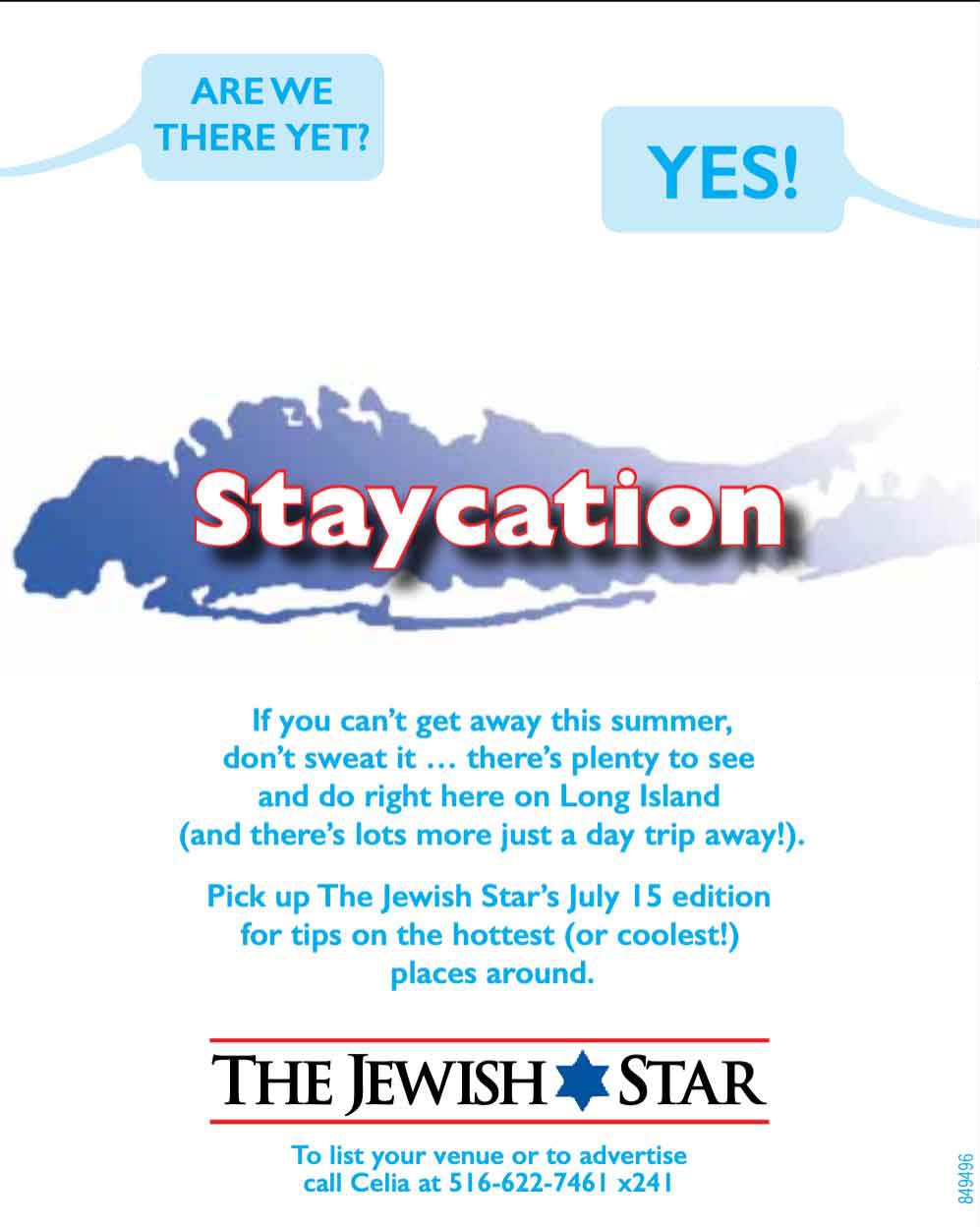 Newspaper promotion for upcoming feature about local vacations for The Jewish Star