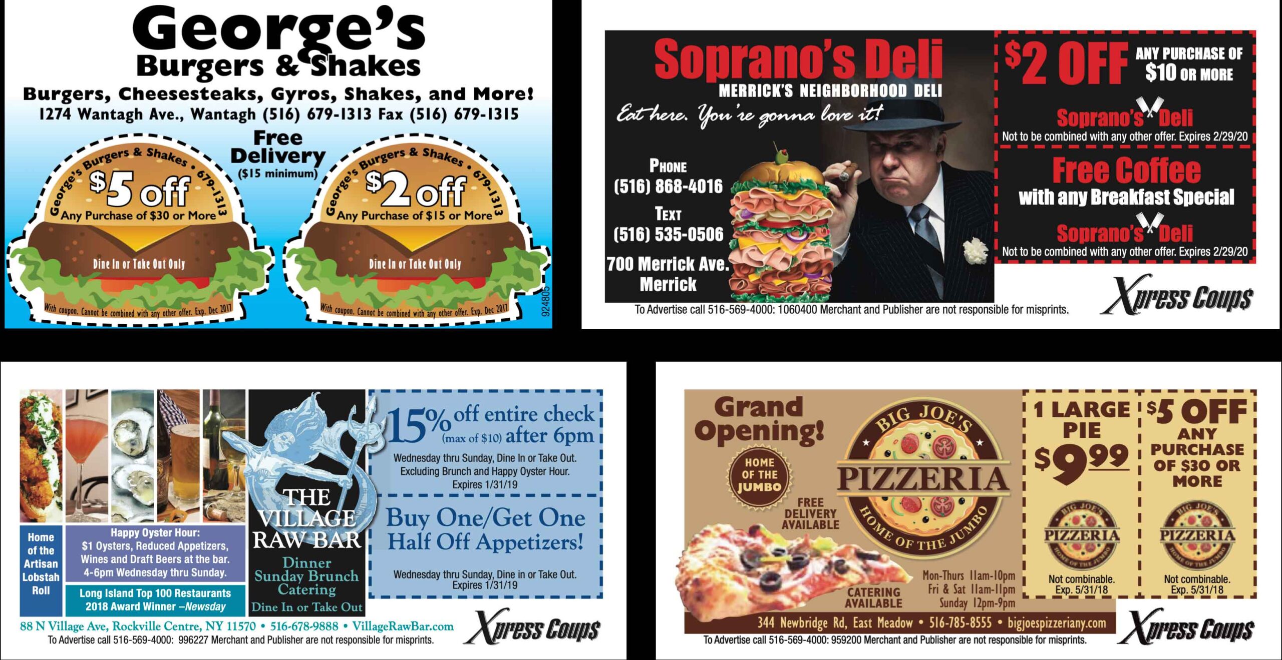 Restaurants coupon advertisements