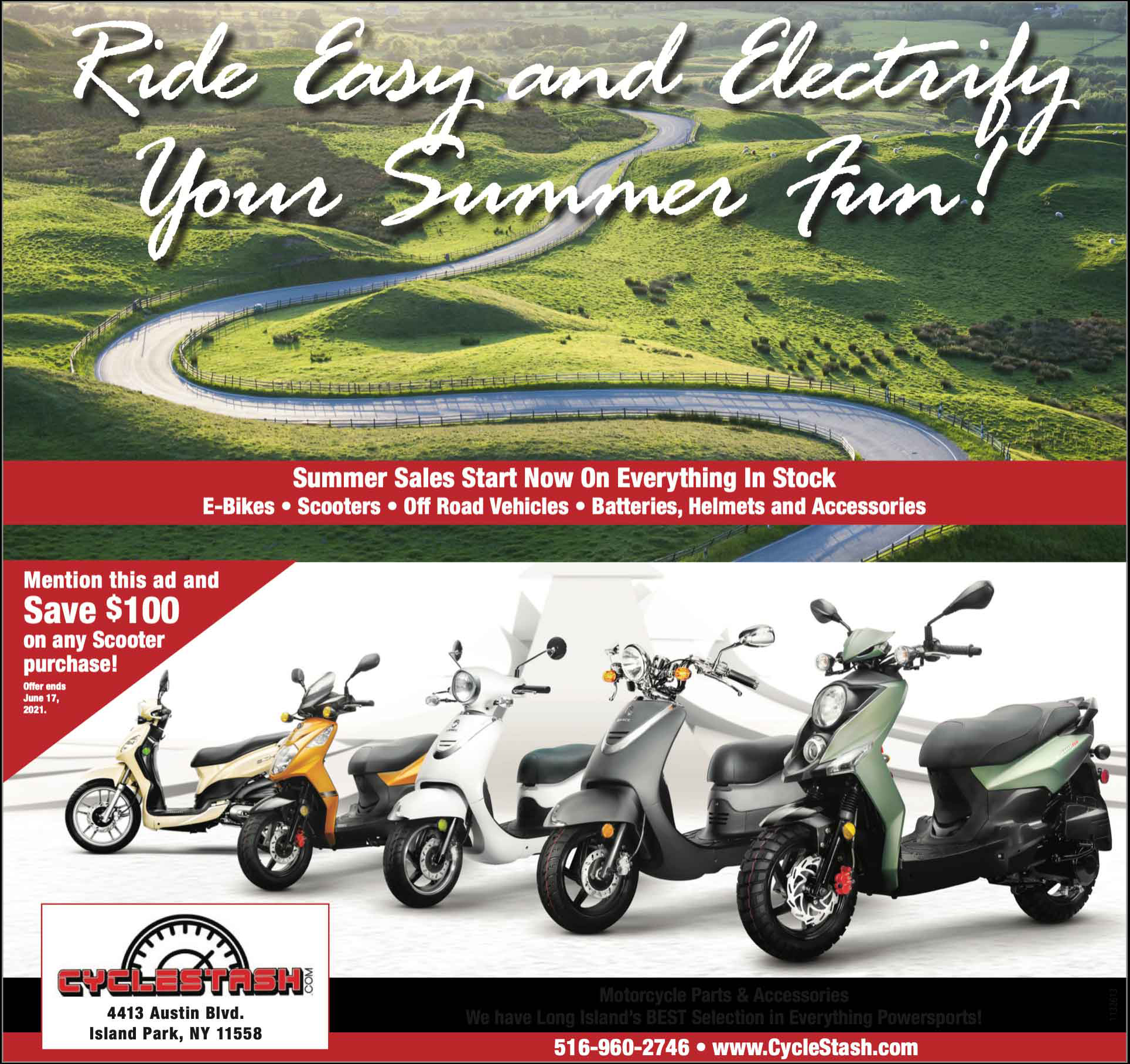 Motorcycle dealer advertisement for Cycle Stash